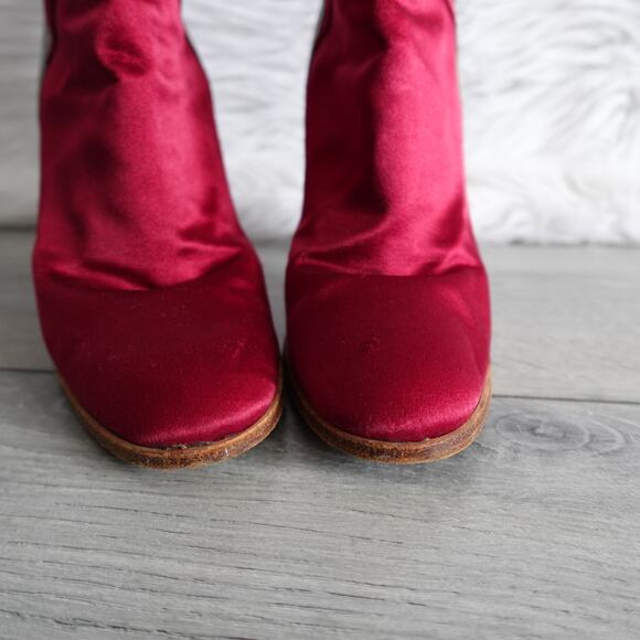 Vintage Casadei Red Satin Country Rodeo Western Cowboy Boots - Picture 5 of 16